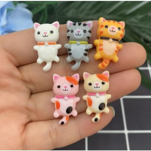 10Pcs Kawaii Cute Animal Cat Charms Pendants For Jewelry Making Bracelets Necklace Earrings Making Resin Flat Back Cabochon C295
