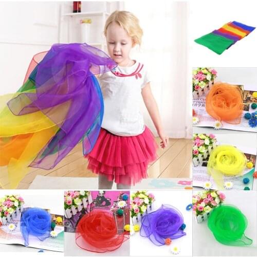 12pcs/set Dance Sports Outdoor Game Decorative Accessories Props Square Scarf Toy Juggling Silk Stage Performance Kids Children