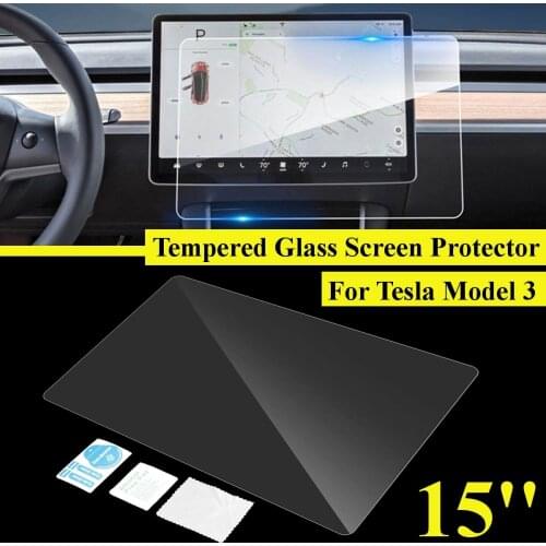 15 inch Car Navigation Touch Screen Transparent Protector 9H Anti-Glare 0.3mm Tempered Glass For Tesla Model 3