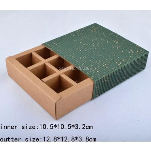 20pcs Green Drawer Gift Packaging Paper Box Event Wedding Candy Chocolate Bakery Baking Cake DIY 12.8*12.8*3.8cm