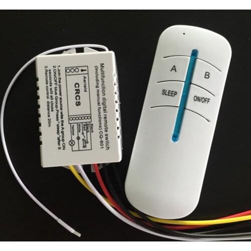 220V 2 Channels Way ON/OFF Digital RF Wireless Light Switch Splitter Box Durable Remote Control