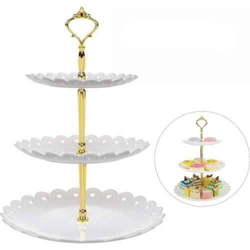 3 Layer Cupcake Stand Plastic Tiered Party Serving Stand Dessert Tower Tray Fruits Desserts Dish Plates for Tea Birthday Party