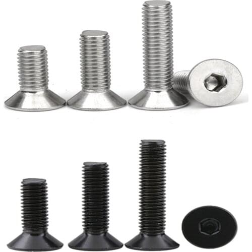 -50pcs Allen Key Head Din7991 M2 M2.5 M3 M4 M5 M6 Stainless Steel 304 Or Black Hex Socket Flat Countersunk Head Screw
