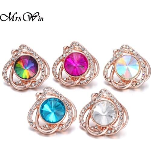 6pcs/lot New Colorful Snap Button Jewelry Rhinestone Flower Love Heart Snap Jewelry Fit Snap Button Necklace DIY Women Jewelry