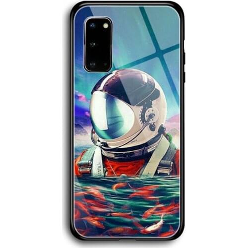 Space astronaut Phone Case Tempered Glass For Samsung S7 S8 S9 S10E S20 21 30 Plus ultra Note 8 9 10 Plus A7 2018