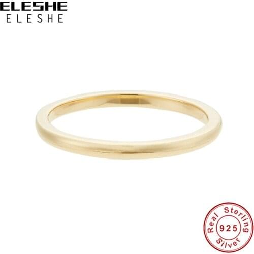 ELESHE 2020 Fashion 18K Gold Plated Simple Coin Ring Real 925 Sterling Silver Party Dating Fine Jewelry Gift for Women