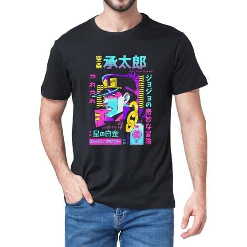 Unisex 100% Jojo Bizarre Adventure Vaporwave Aesthetic Jotaro Kujo Manga Summer Mens Novelty Oversized T-Shirt Women Harajuku