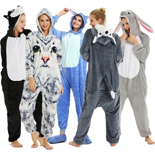 Huskey Wolf kigurumi Onesies Pajamas Unisex Women Onesie Wholesale Animal Unicorn onesies Rabbit Giraffe Cat Sleepwear Pyjamas
