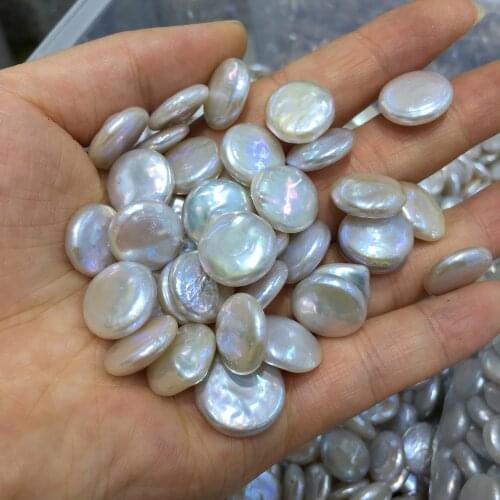 Button White Pearl Bead Simple High-end Handmade Craft Leather DIY Necklace Bracelet Earrings Hair Bun Jewelry Beads 14-15mm