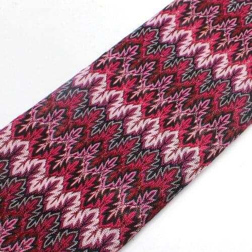 Zig Zag Knits Lace Fabrics 1 Meter For Dress Wine Red Wave Striped Crochet Mesh Fabrics Diy Fashion Cloth Maple Leaf 150CM Wide