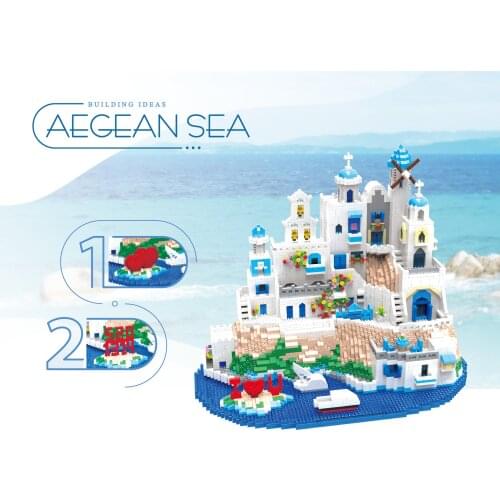 Leji Micro-particle World Famous Building Blocks Creative Diy Attractions Building Series Aegean 808 Toys for Children Gifts