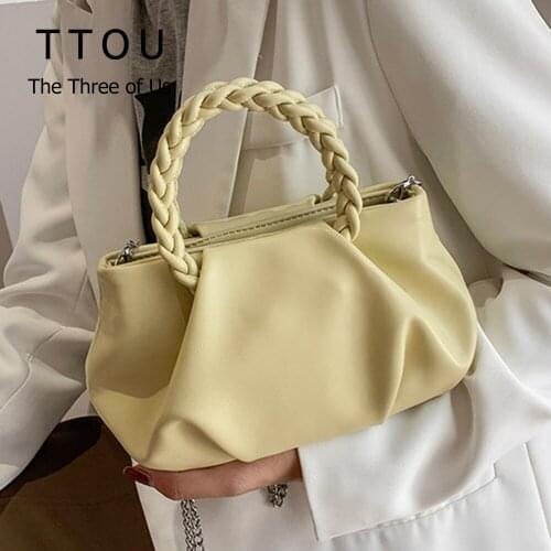 Small PU Leather Crossbody Bags For Women 2021 Summer Trending Simple Shoulder Bags Female Brand Braided Handle Handbags