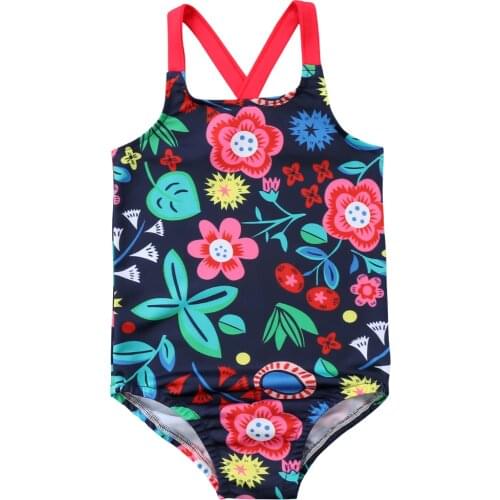 Lovely Child Floral Beachwear Swimwear Swimming Costume Summer Toddler Kids Baby Girl Flower Printed Bikini One-Piece Swimsuit