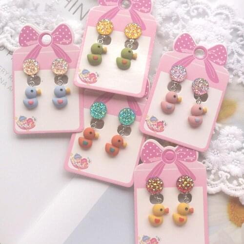 New Arrivals Colorful Cute Animals Duck Children No Pierced Safe Clip on Earrings for Kids Girls Earrings Party Birthday Jewelry