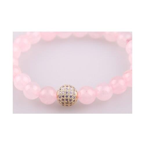 MOODPC Hot Sale Jewelry Micro Zircon Pave Ball Pink beads Stone Bracelet