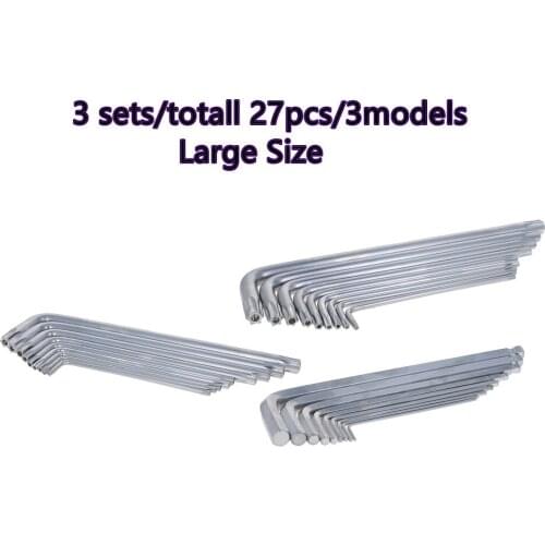27Pcs/3sets Large Size Box End Wrench Tool Anti Tamper Proof Torx Key Bit Wrench L-Shape T10 T15 T20 T25 T27 T30 T40 T45 T50