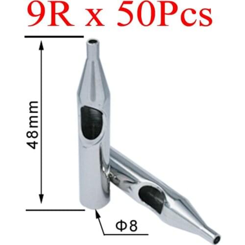 Tattoo Tips for Needles 50Pcs Stainless Steel Nozzles Tattoo Tips SST-311-9RT
