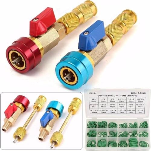 New R134a Valve Core Quick Remover Tool + 265Pcs A/C R12 Car O-Ring Assortment Kit Accessories