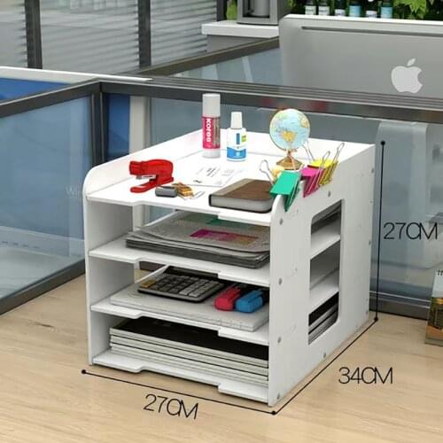 Office Supplies File Rack Four Plastic Bookshelf Desktop Data Organization Rack File Bar Box Storage Rack A4 Convenient And Easy