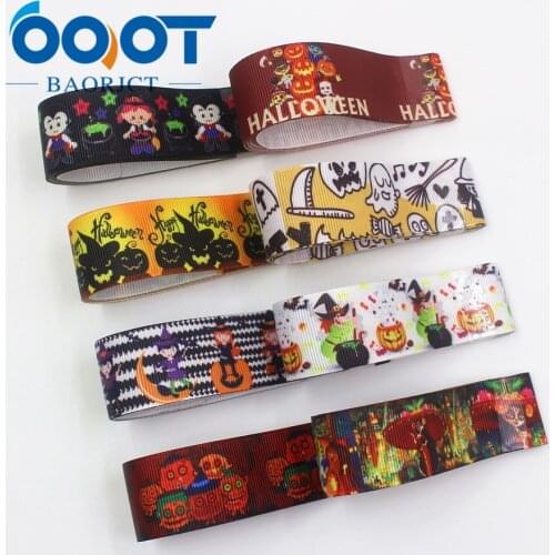 OOOT BAORJCT I-191004-2300,25mm,10yards Halloween series Cartoon grosgrain ribbons,Holiday decoration,DIY handmade materials