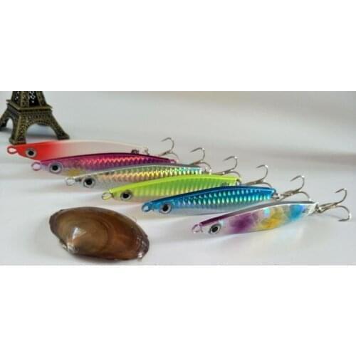 Wholesale 100pcs/lot 7/10/14grams Metal Sinking Lures Jigs colorful Fishing Hooks Mixed Colors with Size 10/8/6 Feather Hooks