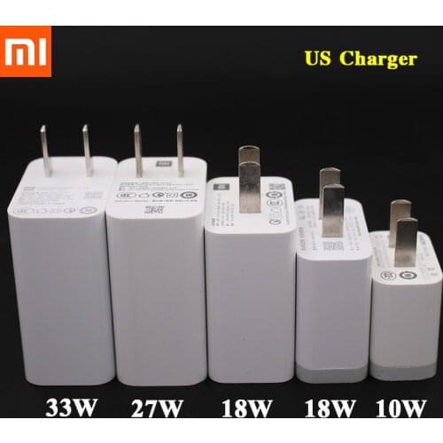 Original Xiaomi Charger US Plug Fast Charging Power Adapter Type C Cable For Mi 11 10 10T Lite F3 F2 Pro X3 X2 Redmi K40 K30 10X