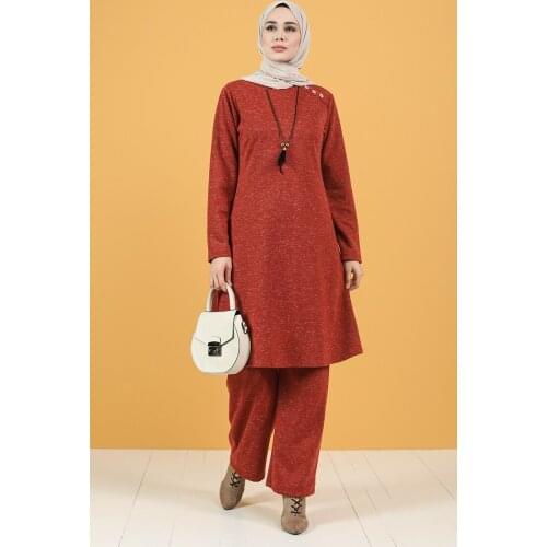 Minahill Necklace Tunic Trousers Double Suit 12003-01 Burgundy 12003-01
