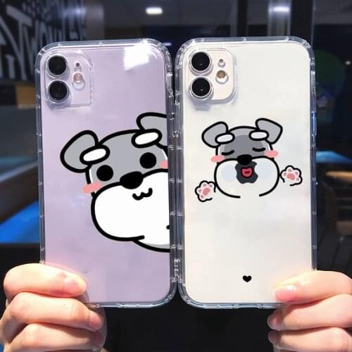 Cartoon schnauzer dog Phone Case Transparent soft For iphone 5 5s 5c se 6 6s 7 8 11 12 plus mini x xs xr pro max