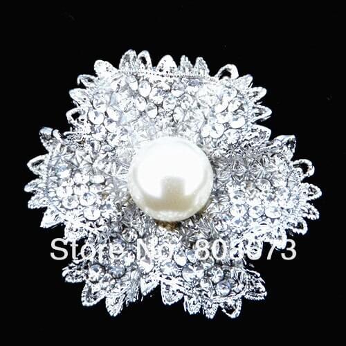 Retail Vintage Fashion Women Gift Pin Brooch With Crystal And Faux Pearl Elegant Broach