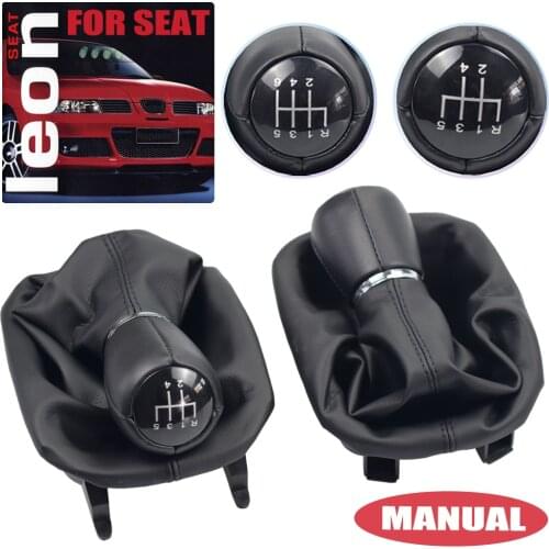 Manual Leather Gear Shift Knob 5 6 Speed For Seat Leon 1 MK1 For Toledo II MK2 Gait 1998-2005 Leather Gaiter Boot Cover