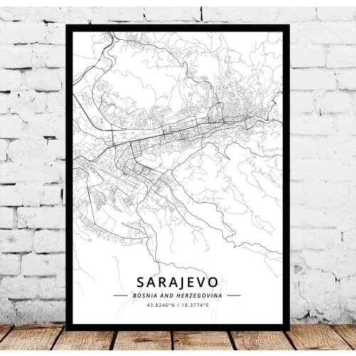 Sarajevo Bosnia Map Poster