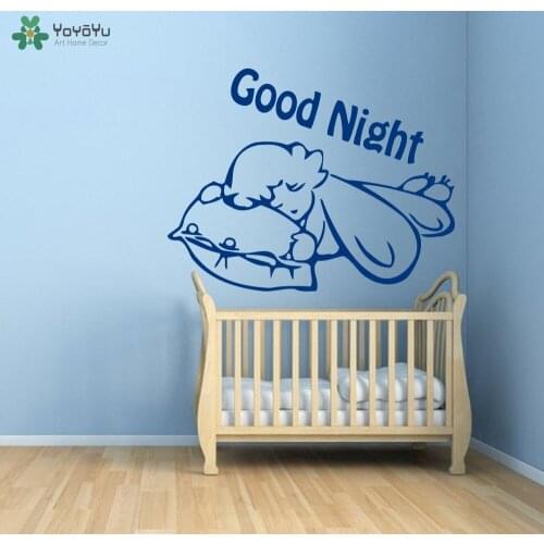 Sleeping Baby Wall Decal Quotes Good Night Removable Vinyl Wall Stickers For Kids Room Nursery Bed Child Home Decor DIY ArtSY343
