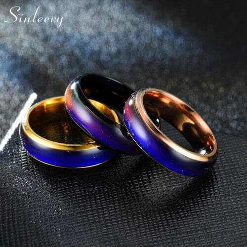 SINLEERY stainless steel ring mood emotion feeling intelligent temperature sensitive rings for men couple jewelry JZ134 SSK
