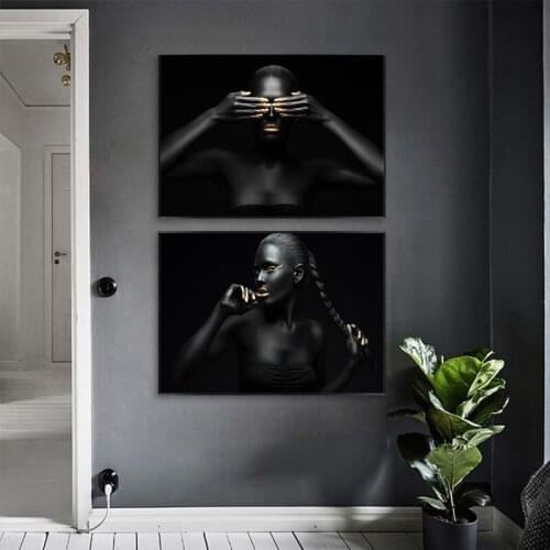 Modern Black Woman Canvas Painting Poster Print Wall Art Picture For Living Room Home Decor Frameless