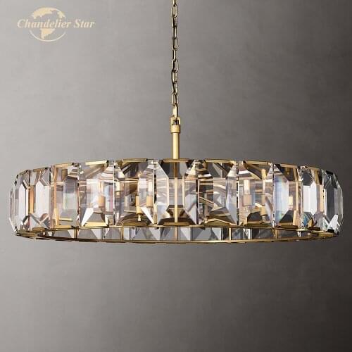 Modern LED Crystal Chandeliers Lighting Round Gold Metal Indoor Lights Fixture Home Decoration Bedroom Living Room Lamps Lustre