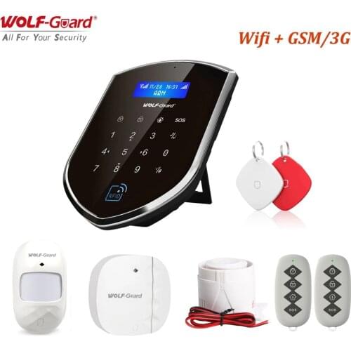 Wolf-Guard Smart 3G 2.4GHz Wifi DIY Wireless Home Security Burglar Alarm System Door Sensor PIR Motion Detector RFID Card Keyfob