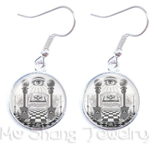 All-seeing Eye Pattern 16mm Round Glass Cabochon Handmade Dangle Earrings For Women Girls Best Gift