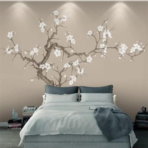 Wellyu Custom wallpaper 3d murals plum wall new Chinese TV background wall decorative painting modern minimalist 3d wallpaper
