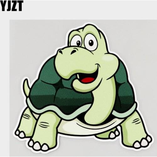 YJZT 13.7CM×12.6CM Personality Tortoise Crawling Cartoon PVC Car Sticker Decal 11C-0218