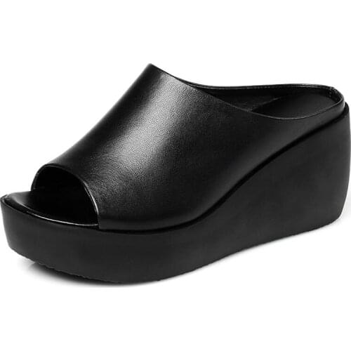 Dropshipping 2019 Hot Sale Women Summer Fashion Leisure Shoes Women Platform Wedges Fish Mouth Sandals Thick Bottom Slippers