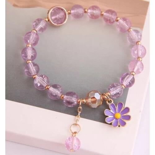 Fashion Daisy Flower Bracelets For Women Personality Flowers Colorful Beaded Handmade Bracelet Party Banquet Statement Jewelry