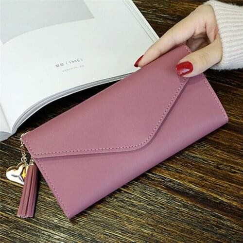 Women PU Leather Long Wallets Multifunction Design Tassel Purse Female Elegant Evening Clutch Card Holder Long Lady Clutch Purse