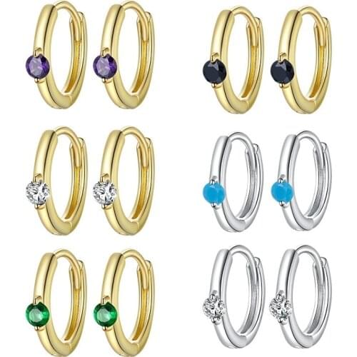 Bisaer Genniue 925 Sterling Silver Ear Buckles-Silver Earrings With Zircon Stud Earrings For Women Making Fine Jewelry ECE1050-A