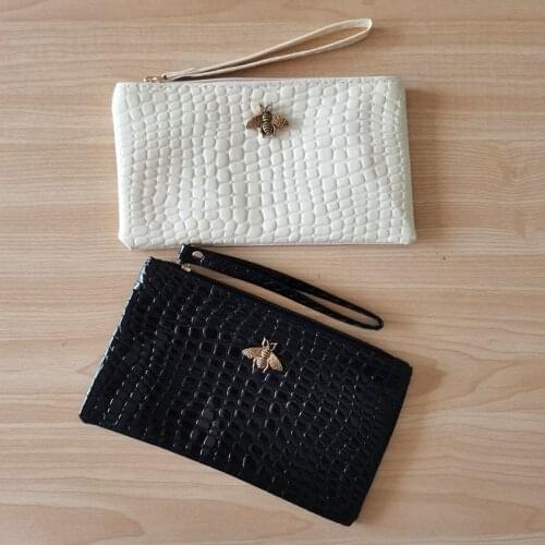 Womens Clutch Wallet Bee Crocodile Pattern Small Handbag Luxury Wholesale 2021 New Ladys Coin Purse Portable PU Card Case