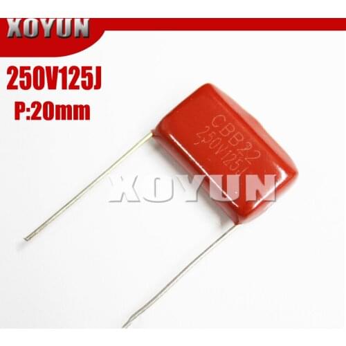 10pcs/lot CBB 250V125J Pitch 20MM 125J 250V CBB Polypropylene film capacitor