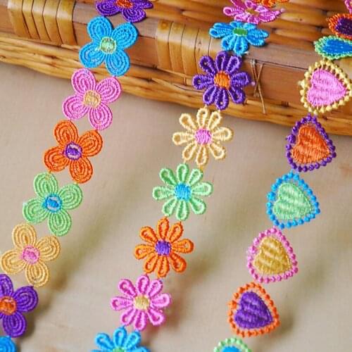 2.5cm flower style Fabric Lace Trim Sewing Applique Ribbon DIY Craft Decoration gift Wrapping