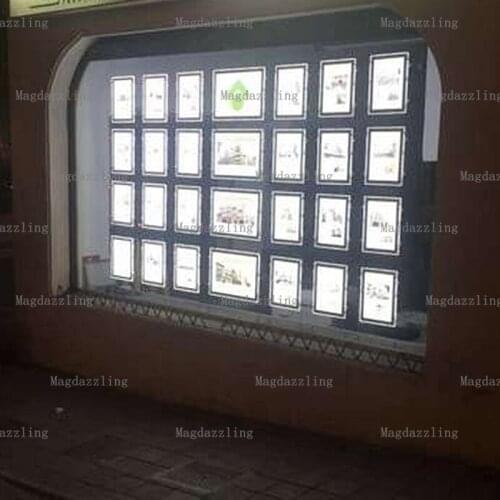 24PCS A4 Vertical +4PCS A3 Landscape Single Sided Property LED Window Display Acrylic Light Pocket for Realtor,Real Estate Agent