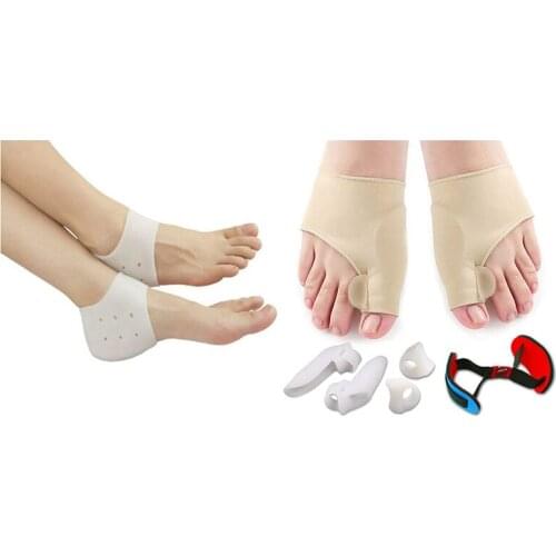 3 Pair Heel Cups Plantar Fasciitis Inserts, Gel Heel Pads & 7 Pcs Corrector and Bunion Relief Protector Sleeves Kit