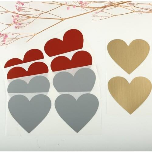 50Pcs 60x70mm Love Heart Shape Gold Red Color Scratch Off Sticker For Covering Postcard Secret Message Wedding Game Invite Card
