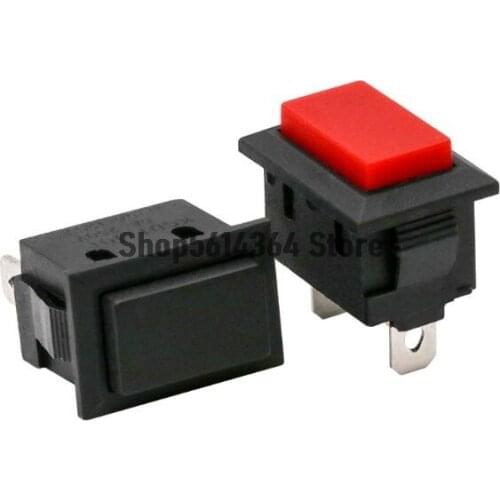6A 2 Pin SPST Rectangle Momentary Push Botton Switch Red/Black Head 15*21MM KCD1-101 2pcs